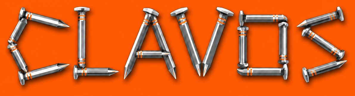 Clavos logo — lettering made of nails